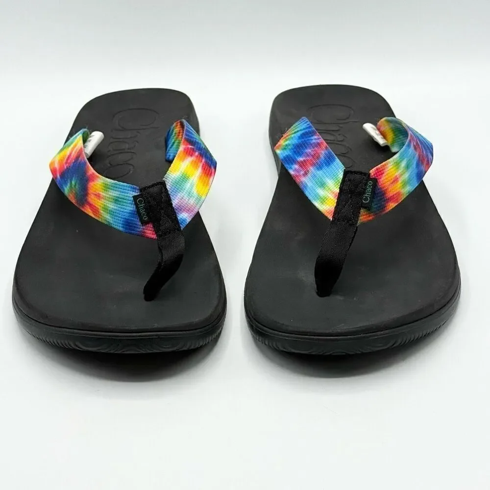 Chaco Chillos Flip Flops in Rainbow Tie Dye - Men’s US 12